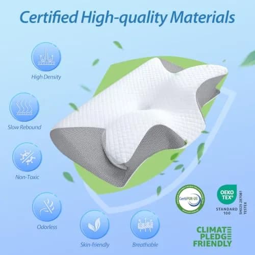 HOMCA Memory Foam Cervical Pillow 60cm (23.6") x 40cm (15.7") x 12cm (4.7") | CertiPUR-US Certified for Neck Pain Relief thumbnail 5