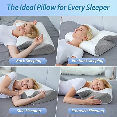 HOMCA Memory Foam Cervical Pillow 60cm (23.6") x 40cm (15.7") x 12cm (4.7") | CertiPUR-US Certified for Neck Pain Relief thumbnail 6