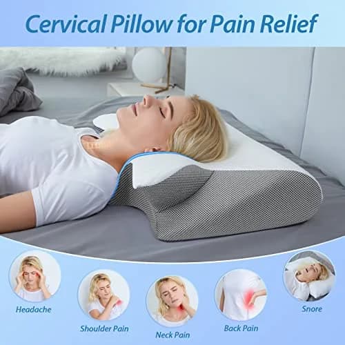 HOMCA Memory Foam Cervical Pillow 60cm (23.6") x 40cm (15.7") x 12cm (4.7") | CertiPUR-US Certified for Neck Pain Relief thumbnail 2