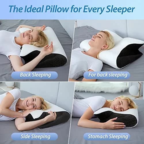 HOMCA Memory Foam Cervical Pillow 60cm (23.6 in) x 40cm (15.7 in) x 11cm/14cm (4.7/5.6 in) | Orthopedic Neck Pain Relief for All Sleepers thumbnail 4