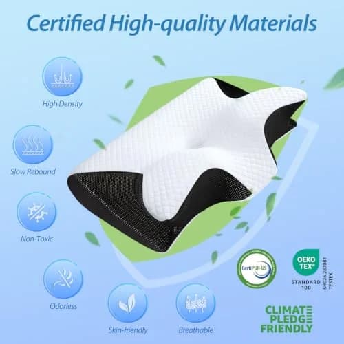 HOMCA Memory Foam Cervical Pillow 60cm (23.6 in) x 40cm (15.7 in) x 11cm/14cm (4.7/5.6 in) | Orthopedic Neck Pain Relief for All Sleepers thumbnail 5