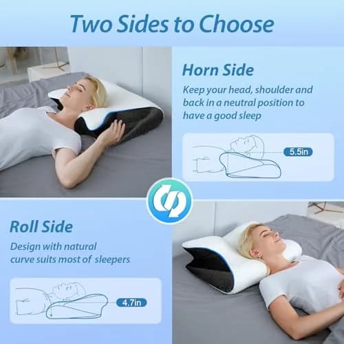 HOMCA Memory Foam Cervical Pillow 60cm (23.6 in) x 40cm (15.7 in) x 11cm/14cm (4.7/5.6 in) | Orthopedic Neck Pain Relief for All Sleepers thumbnail 6