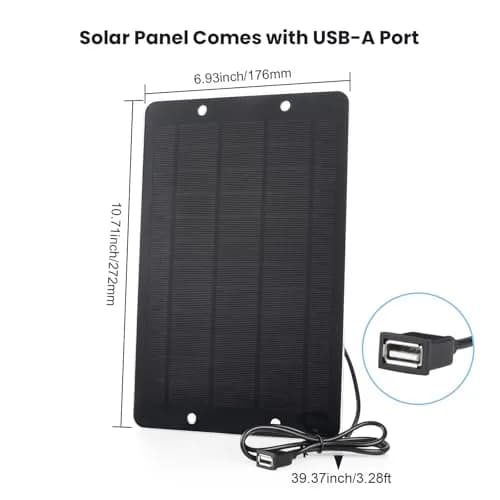 Soshine 6W Mini Solar Panel Charger 25.9cm (10.6") | 5V USB Output for Devices thumbnail 3