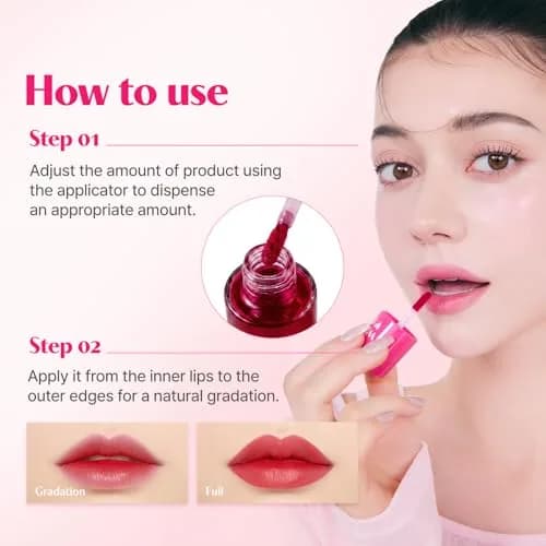 ETUDE Dear Darling Water Tint Lip and Cheek Stain, Strawberry Ade, 9g | Smudge-Proof & Long-Lasting Lip & Cheek Color thumbnail 7