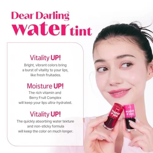 ETUDE Dear Darling Water Tint Lip and Cheek Stain, Strawberry Ade, 9g | Smudge-Proof & Long-Lasting Lip & Cheek Color thumbnail 2