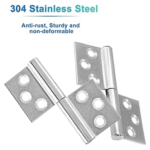 Bonsicoky 3 Inch Lift Off Hinges, 4Pcs | 73mm (2.87") Stainless Steel Detachable Door Hinges thumbnail 4