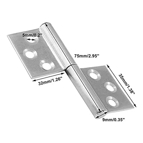 Bonsicoky 3 Inch Lift Off Hinges, 4Pcs | 73mm (2.87") Stainless Steel Detachable Door Hinges thumbnail 2