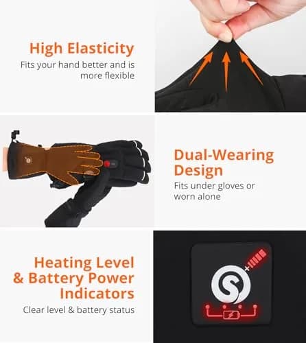 Taileluo Heated Glove Liners for Women Men XL/XXL | Rechargeable Touchscreen Winter Gloves thumbnail 4
