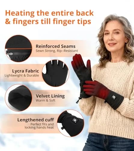 Taileluo Heated Glove Liners for Women Men XL/XXL | Rechargeable Touchscreen Winter Gloves thumbnail 3