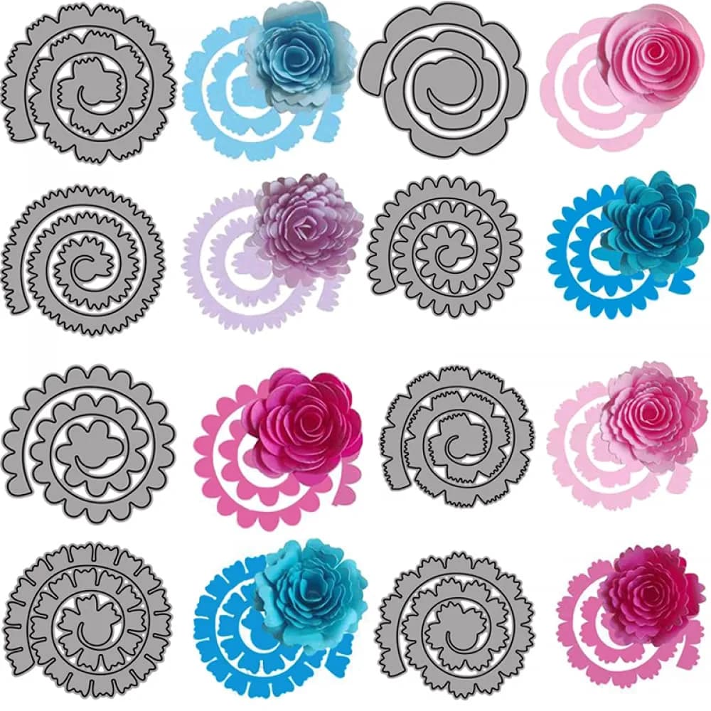 CYFUN DESIGN 8Pcs 3D Flowers Spiral Metal Cutting Dies Set | For Card Making & Scrapbooking - main product image