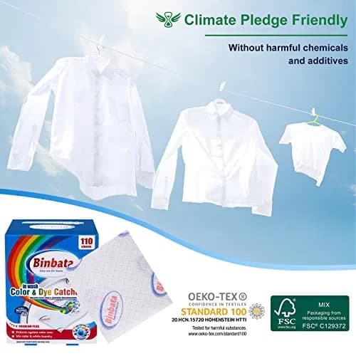 Binbata Color Grasper Sheets 110 Count | Prevents Dye Bleeding & Color Transfer thumbnail 6
