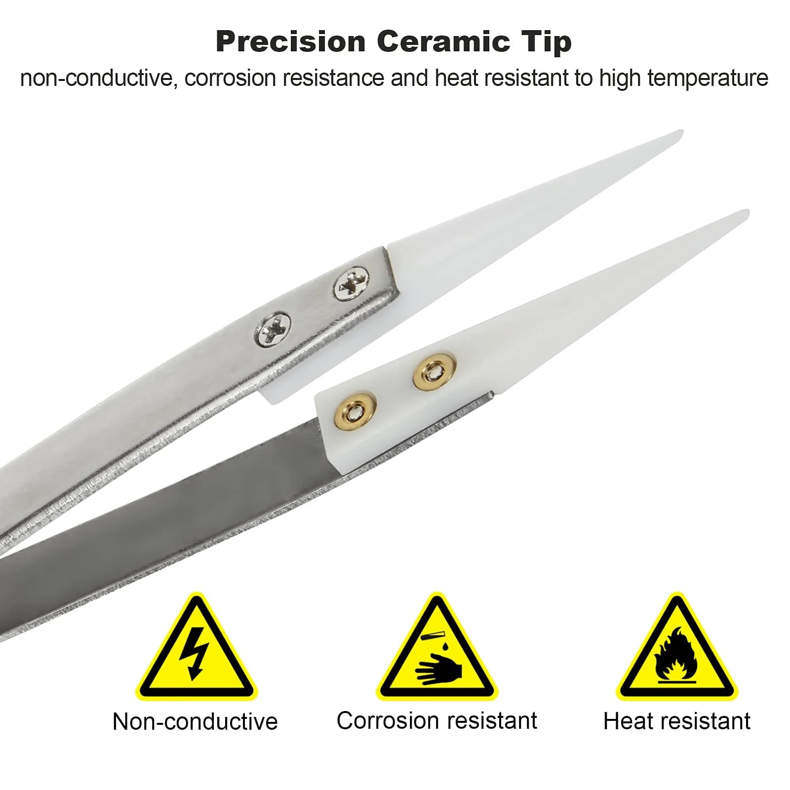 EATHEATY 6 Pcs Ceramic Reverse Tweezers Kit, Pointed Curved Tips | Precision Soldering Tool Set - view 5