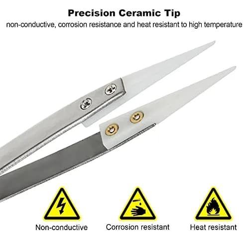 EATHEATY 6 Pcs Ceramic Reverse Tweezers Kit, Pointed Curved Tips | Precision Soldering Tool Set thumbnail 5