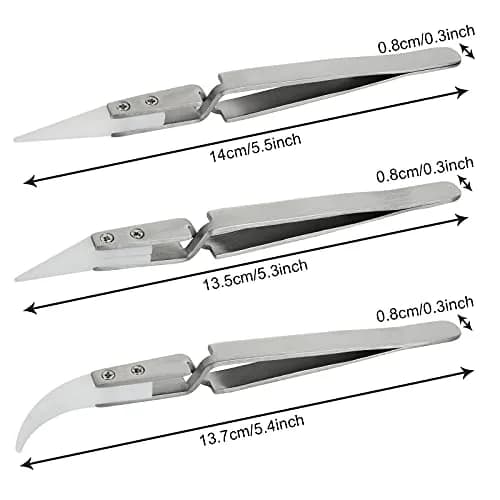 EATHEATY 6 Pcs Ceramic Reverse Tweezers Kit, Pointed Curved Tips | Precision Soldering Tool Set thumbnail 2