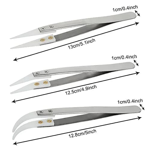 EATHEATY 6 Pcs Ceramic Reverse Tweezers Kit, Pointed Curved Tips | Precision Soldering Tool Set thumbnail 3