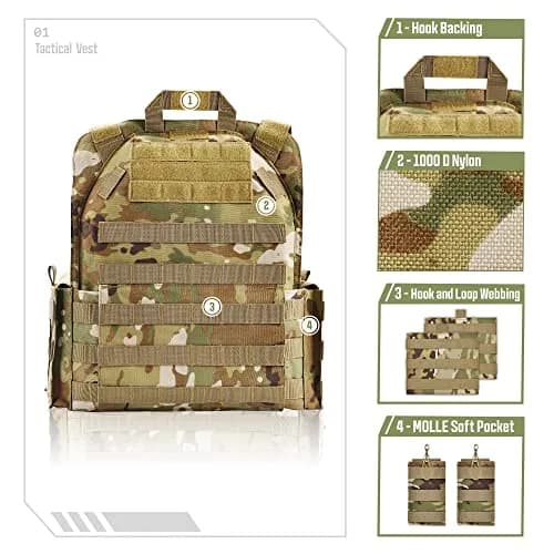 GFIRE Tactical Vest Elite Cp Camo | Adjustable, Breathable, Modular for Training & Outdoor Use thumbnail 3