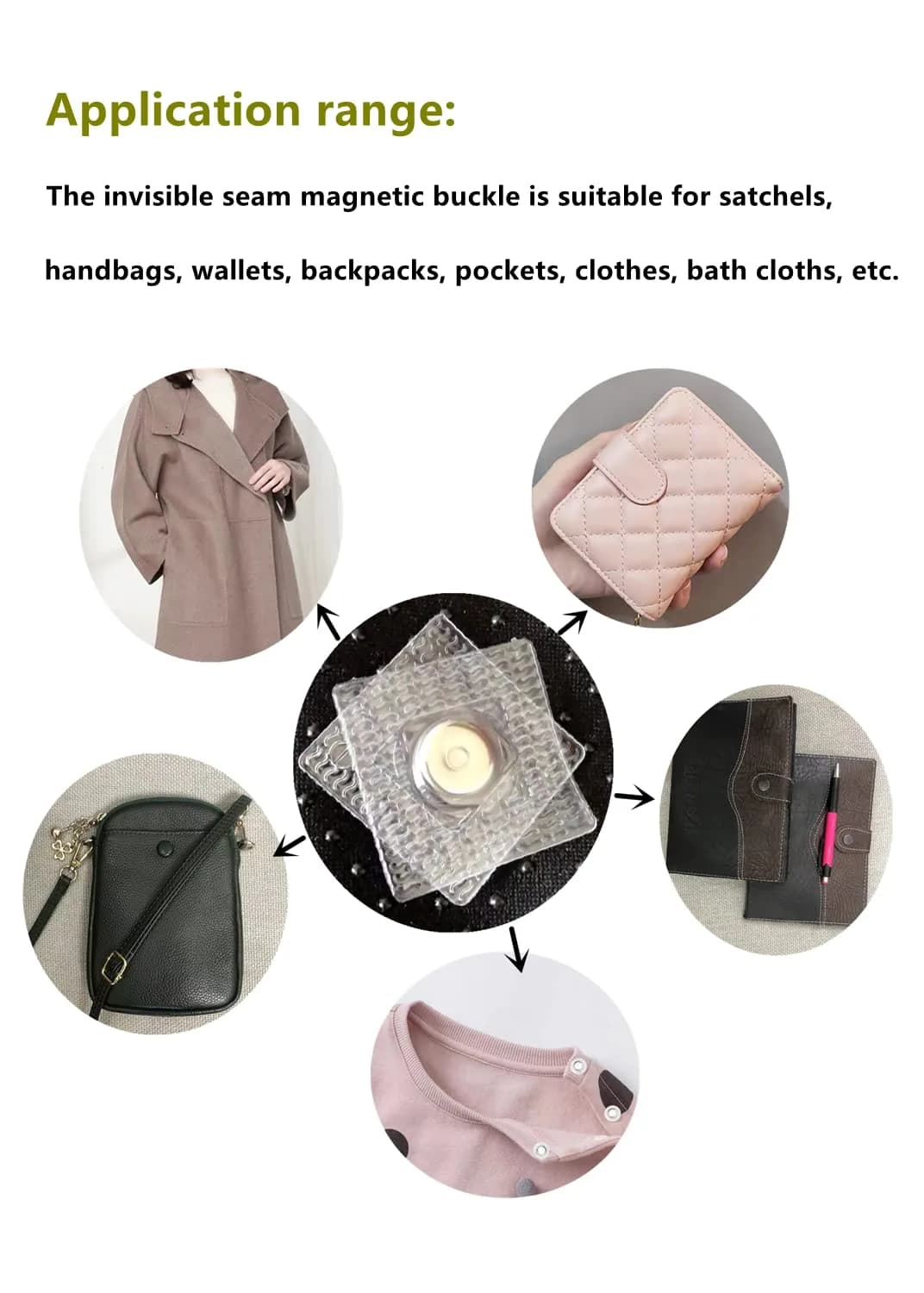 Hidden Sew Magnetic Snaps, 30 Pairs Round PVC Invisible Purse Closures, 1 Inch (2.5cm) Diameter | Strong Magnets for Crafts & Clothing - view 3