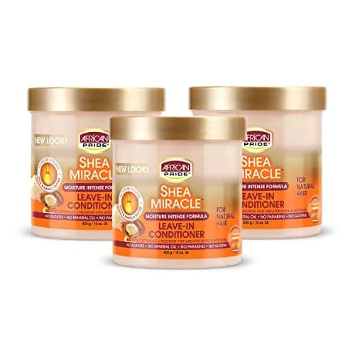African Pride Shea Miracle Leave In Conditioner 45ml (15 Fl Oz) 3-Pack | Smooths Curls, Coils & Waves thumbnail 1