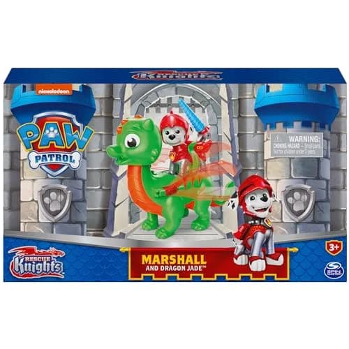 Paw Patrol Rescue Knights Marshall and Dragon Jade Action Figures Set | Ages 3+ thumbnail 2