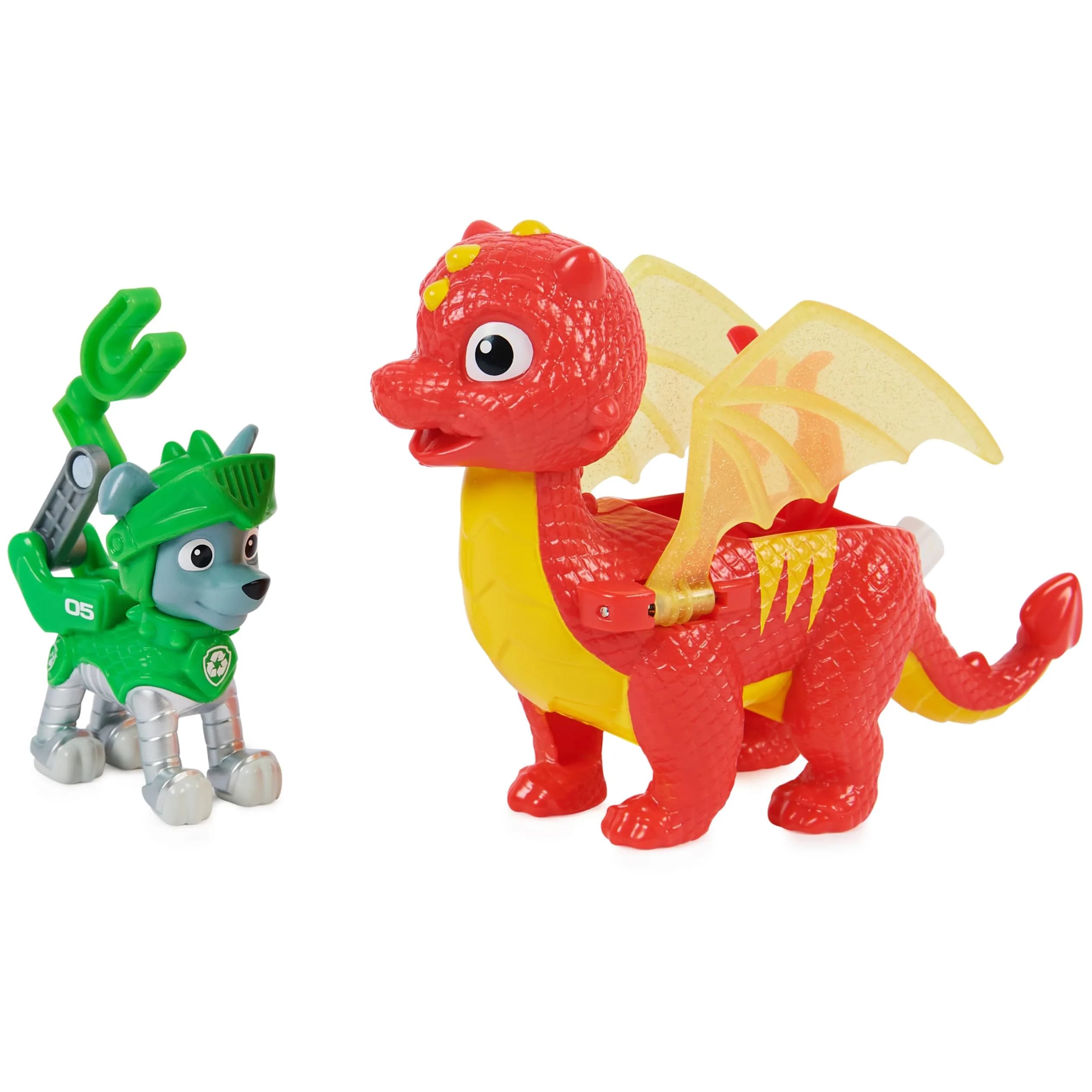Paw Patrol Rescue Knights Rocky and Dragon Flame Action Figures Set 2 Piece Assortment | ASTM-Tested Educational Toy - main product image