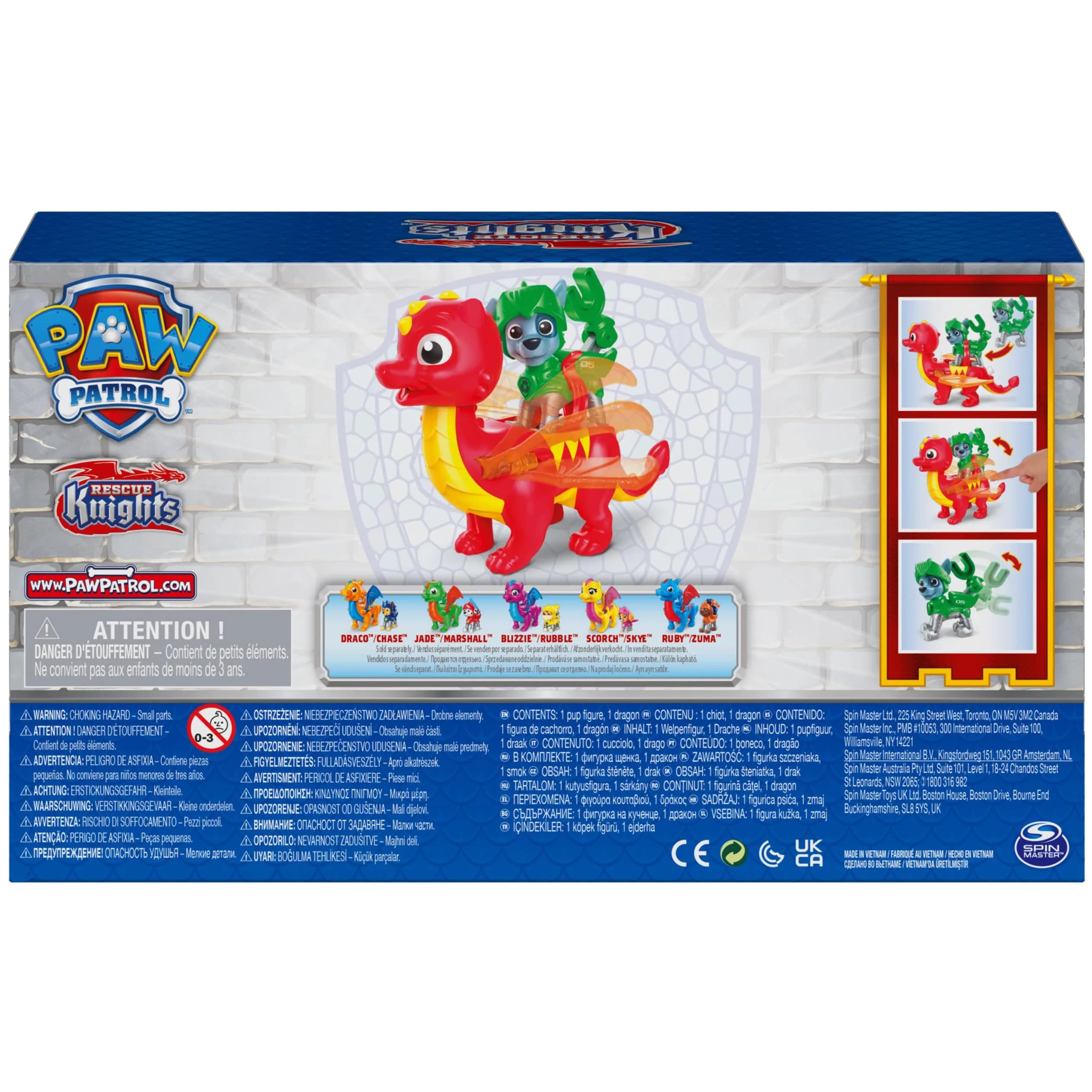 Paw Patrol Rescue Knights Rocky and Dragon Flame Action Figures Set 2 Piece Assortment | ASTM-Tested Educational Toy - view 8