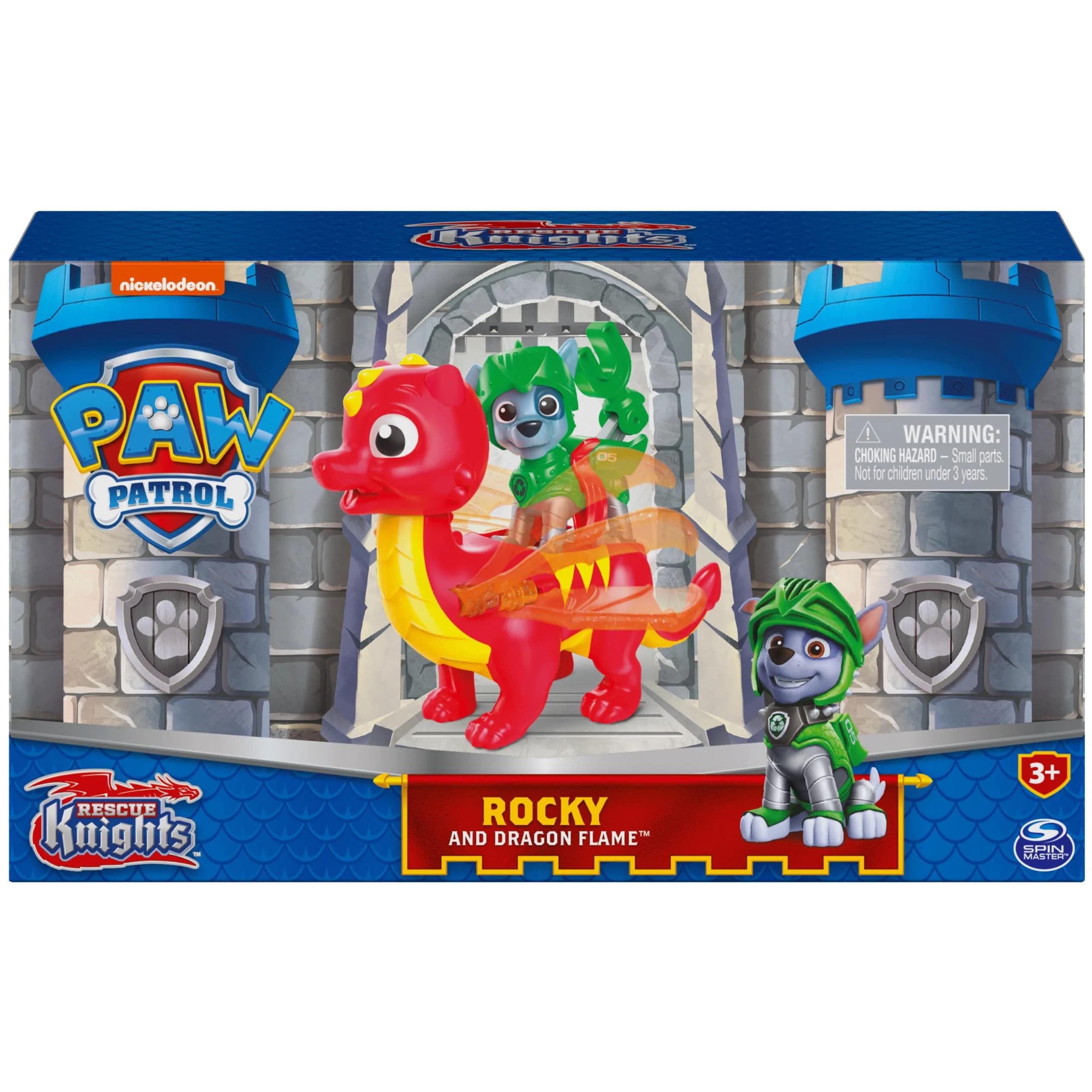 Paw Patrol Rescue Knights Rocky and Dragon Flame Action Figures Set 2 Piece Assortment | ASTM-Tested Educational Toy - view 2