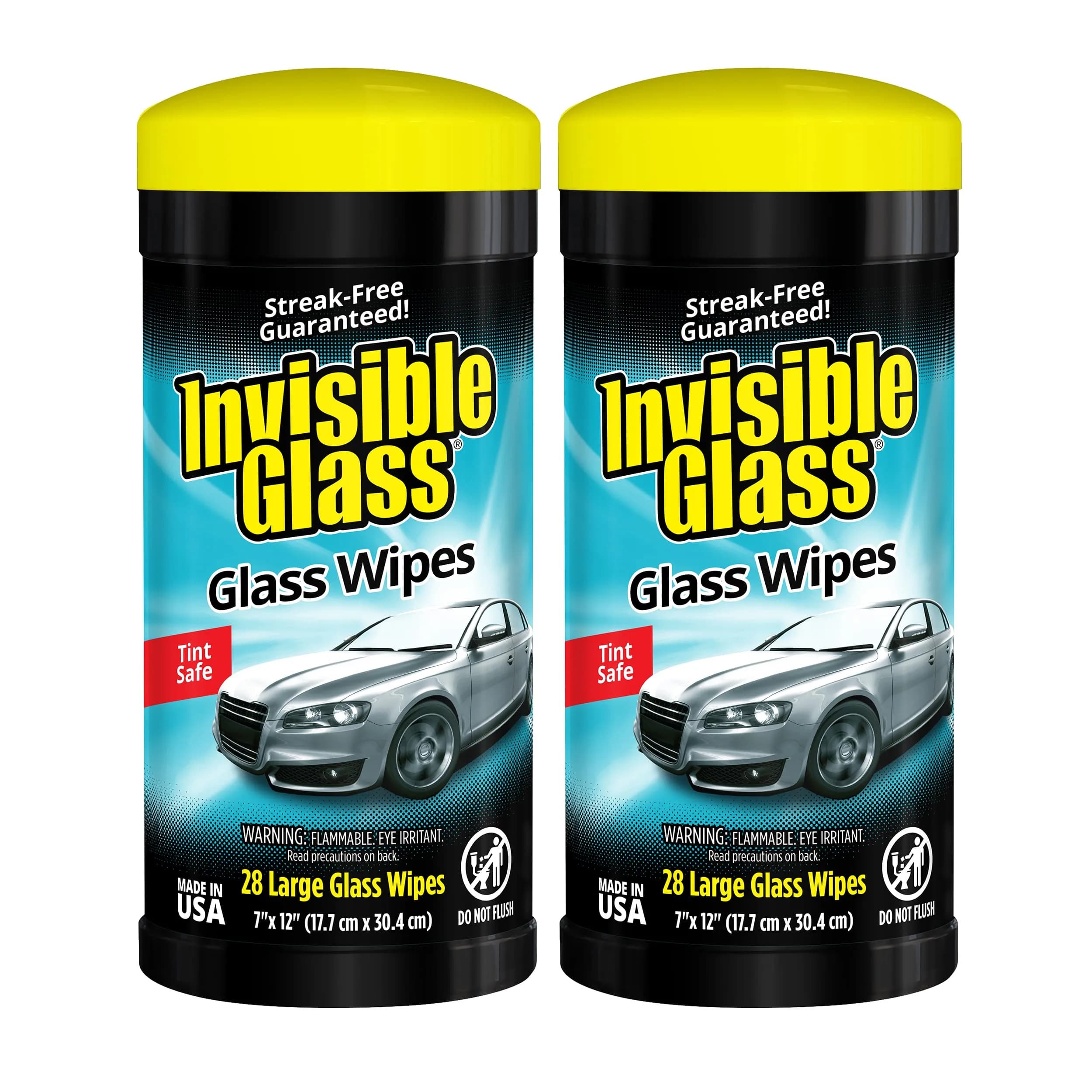 Invisible Glass Auto Glass Cleaning Wipes 56 Count (Pack of 2) | Streak-Free & Ammonia-Free for All Car Windows — White