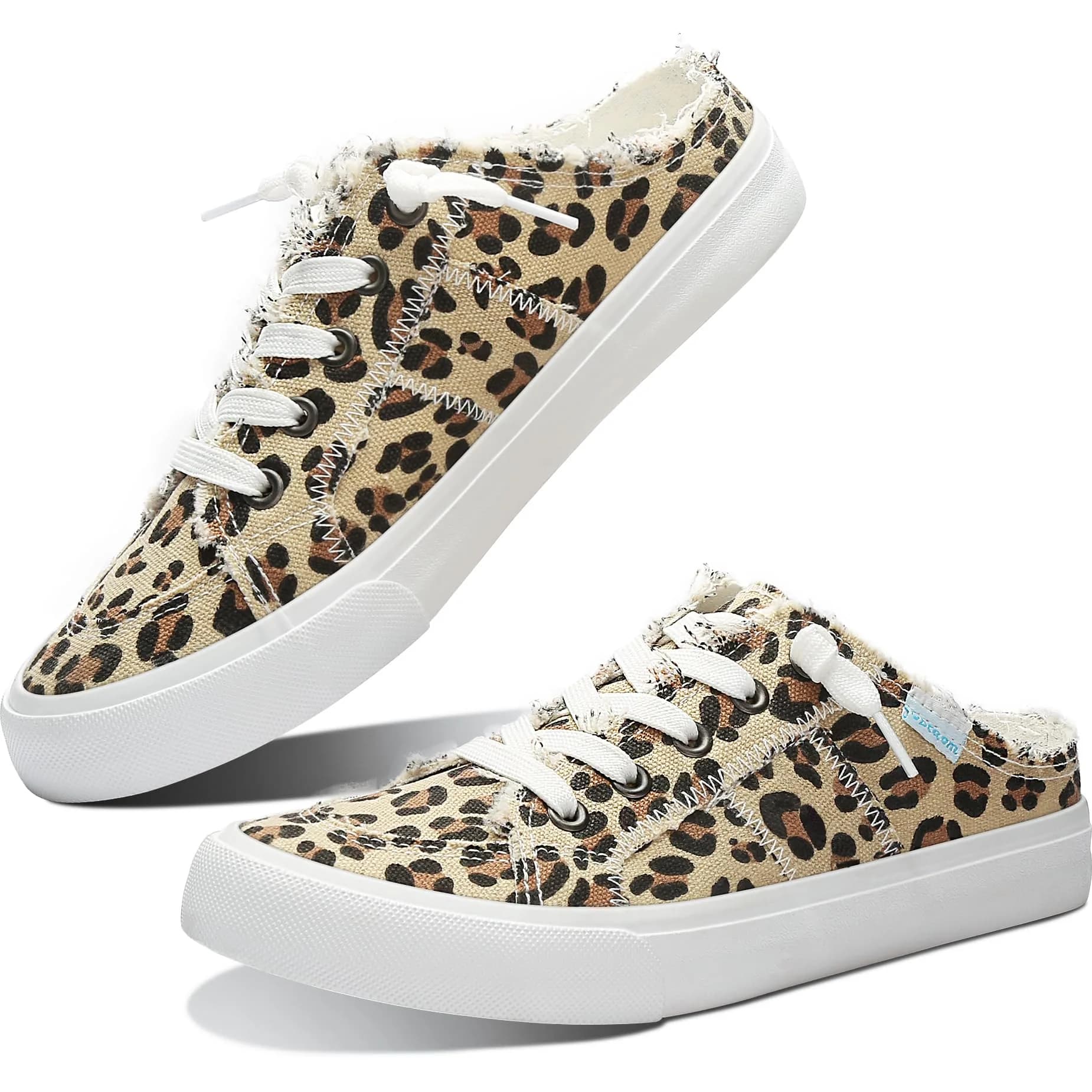 Obtaom Women Canvas Mules Memory Foam Clipper Leopard Print US7 | Comfortable Slip-On Mule for All Seasons