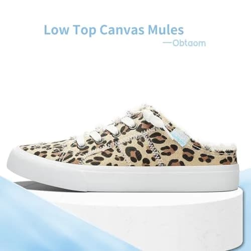 Obtaom Women Canvas Mules Memory Foam Clipper Leopard Print US7 | Comfortable Slip-On Mule for All Seasons thumbnail 2
