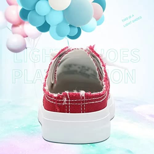 Obtaom Women Canvas Mules Memory Foam Clipper Fashion Sneakers Comfortable Slip-On Mule Backless Shoe (Red Canvas US6) thumbnail 4