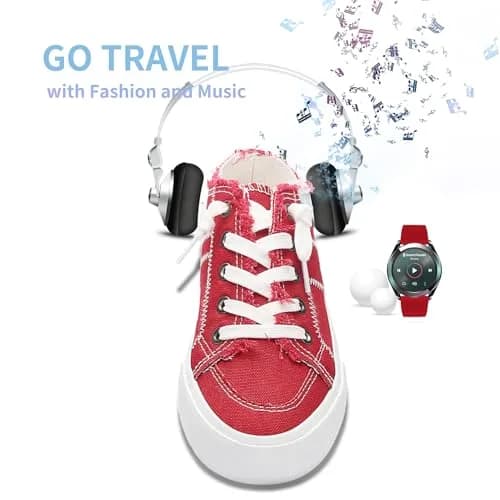 Obtaom Women Canvas Mules Memory Foam Clipper Fashion Sneakers Comfortable Slip-On Mule Backless Shoe (Red Canvas US6) thumbnail 7