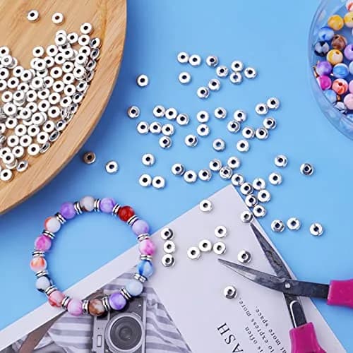 Aylifu Silver 200pcs Flat Round Spacer Beads 6mm (0.24in) | DIY Jewelry Crafting thumbnail 7