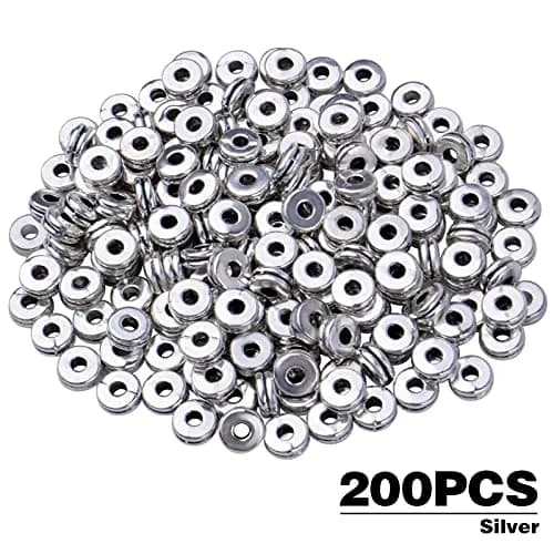 Aylifu Silver 200pcs Flat Round Spacer Beads 6mm (0.24in) | DIY Jewelry Crafting thumbnail 2