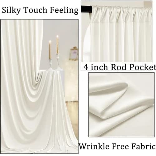 NSSONBEN 10ft x 10ft Wrinkle Free Ivory Backdrop Curtains for Parties | Polyester Photo Backdrop Drapes for Wedding & Birthday (10ft x 10ft) thumbnail 2
