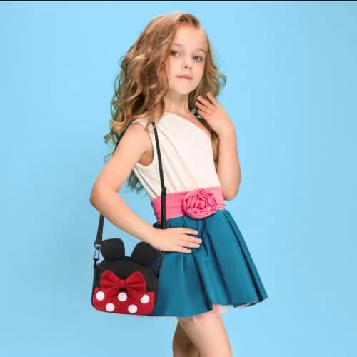 Dksyee Mini Mouse Crossbody Bag for Little Girls 6 in Red Canvas | Disney Minnie Ears thumbnail 2