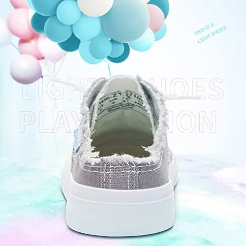 Obtaom Women Canvas Mules Memory Foam Clipper Fashion Sneakers Comfortable Slip-On Mule Backless Shoe Grey US9 | Breathable & Cushioned thumbnail 5
