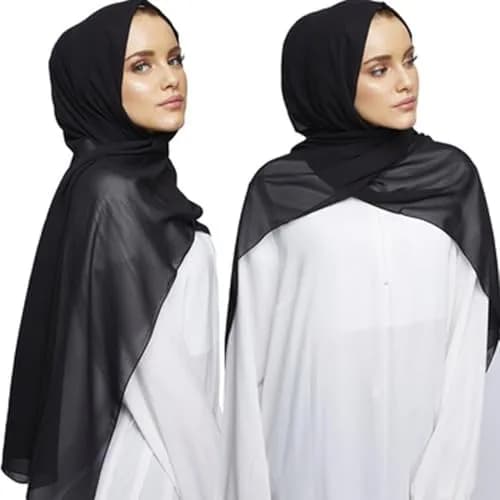 Hophor Black Hijab Scarf with Tie Back Muslim Veil Cap 26g (0.91 oz) | Adjustable Jersey Head Cover thumbnail 4