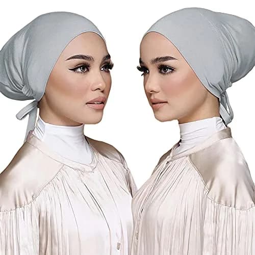 Hophor Black Hijab Scarf with Tie Back Muslim Veil Cap 26g (0.91 oz) | Adjustable Jersey Head Cover thumbnail 5