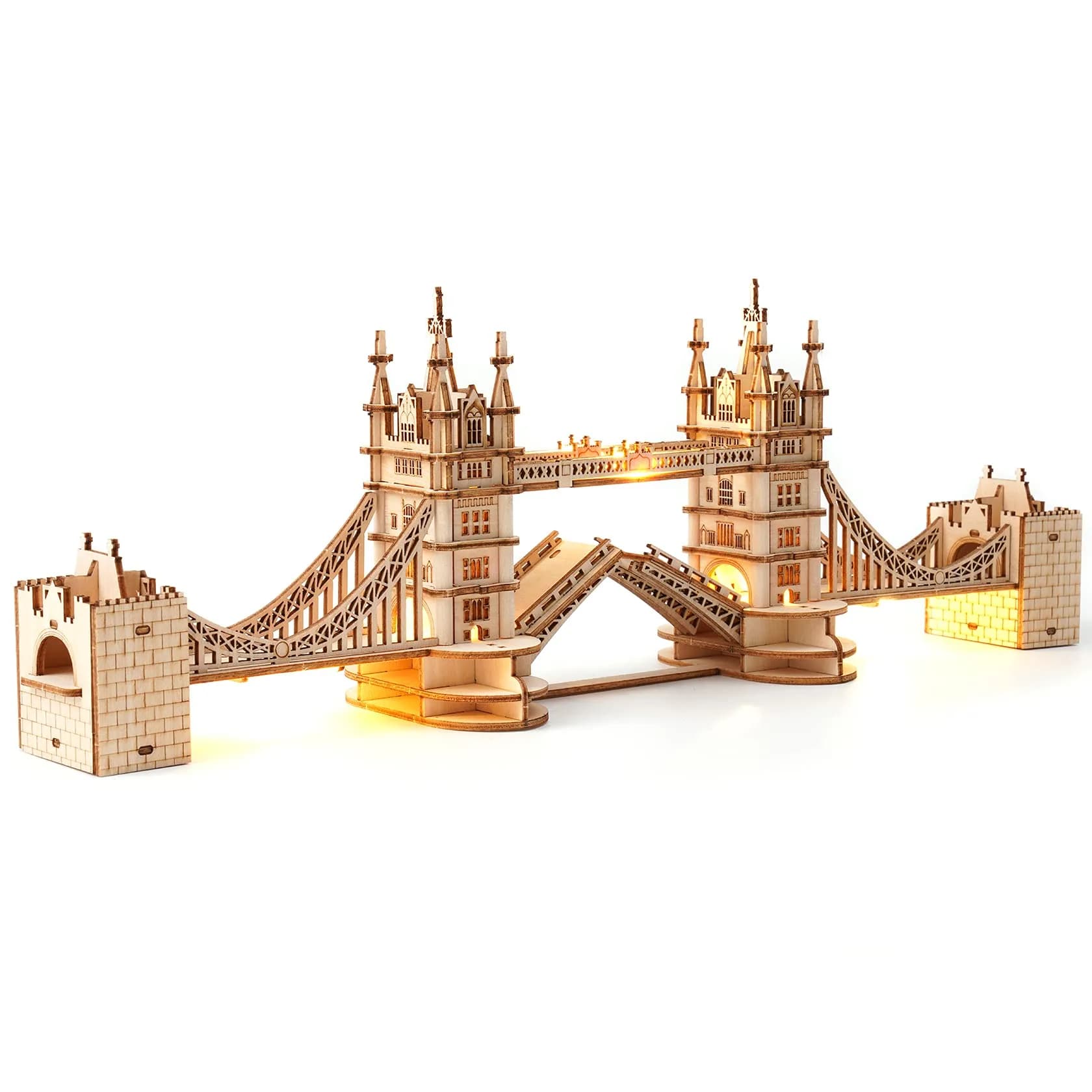 ROBOTIME 3D Puzzle Wooden Craft Kits with LED Light DIY Tower Bridge 14.1x2.9x4.6 inch | Brain Teaser Home Decor Gift