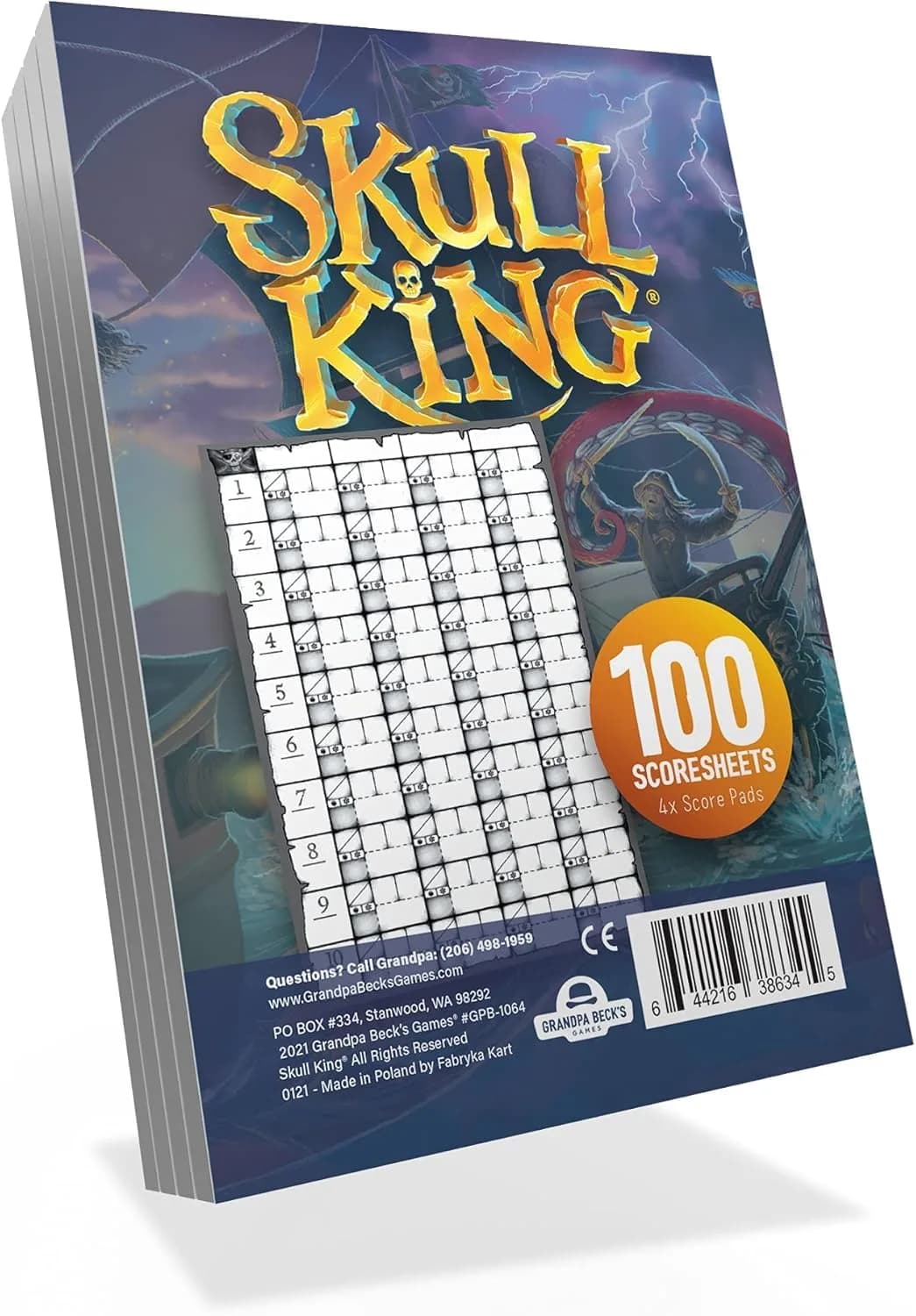 Grandpa Beck's Games Skull King Expansion Trick-Taking Card Game | Pirate Theme, 1 Pack — Score Pads