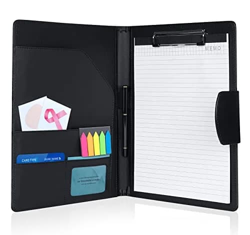 Agoer Professional Padfolio with Clipboard,3X Magnetic Closure Cover,Faux Leather | A4 Size, Business Organizer thumbnail 1