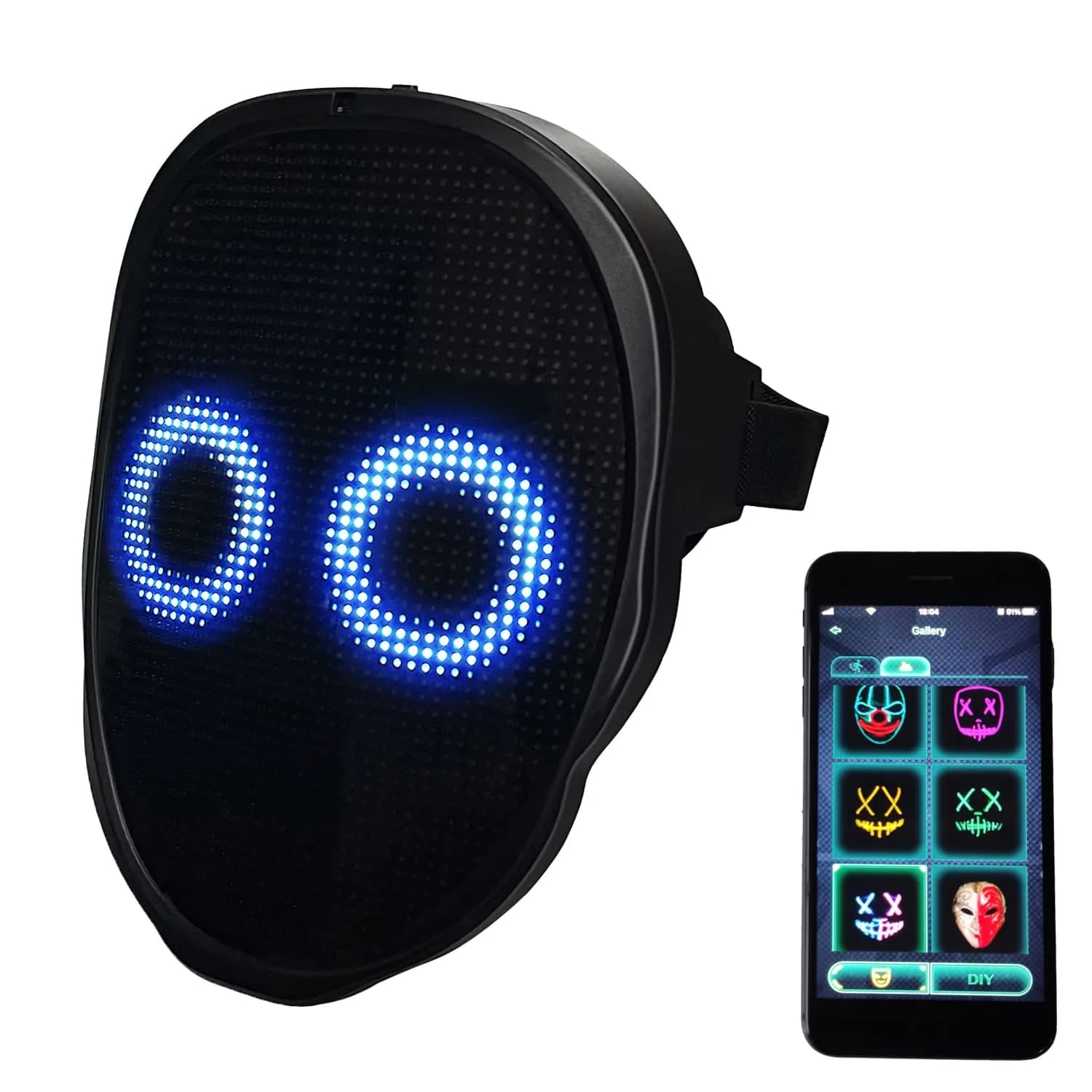 Depointer Life Led Mask with Bluetooth-compatible App Controlled, Customizable Shining Mask, unisex-adult | Bluetooth & DIY Light Display