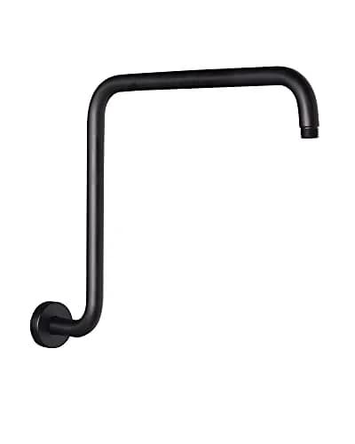 PHASAT 16 Inches S-Shaped Shower Arm with Flange, Matte Black, 43cm (17") | High Rise Shower Extension for Modern Bathrooms thumbnail 1
