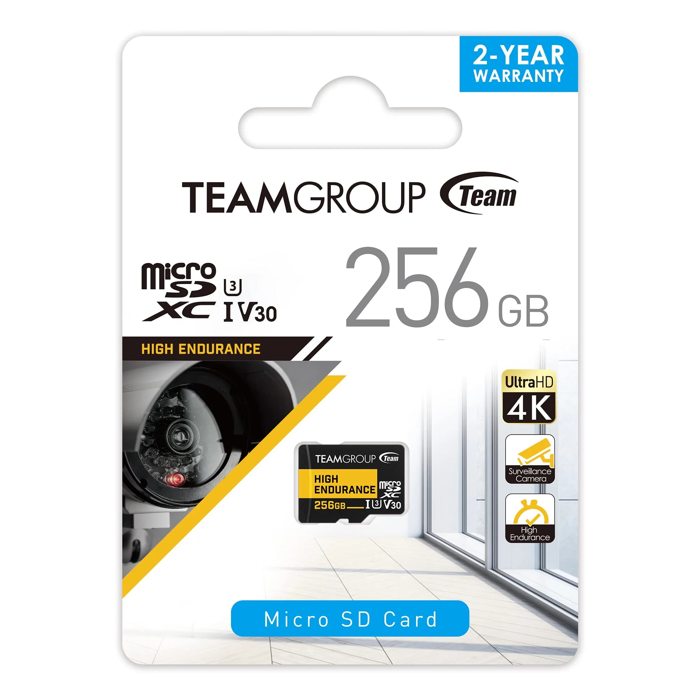TEAMGROUP High Endurance 256GB Micro SDXC UHS-I U3 V30 4K 100MB/s Flash Memory Card | Designed for Monitoring & Consistent Recording - view 5