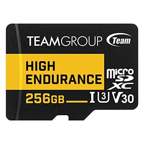 TEAMGROUP High Endurance 256GB Micro SDXC UHS-I U3 V30 4K 100MB/s Flash Memory Card | Designed for Monitoring & Consistent Recording thumbnail 1