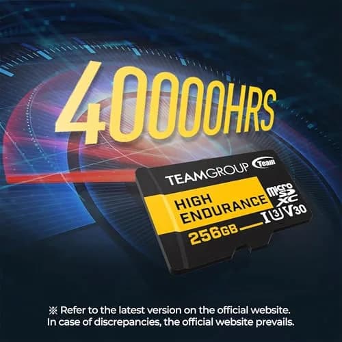 TEAMGROUP High Endurance 256GB Micro SDXC UHS-I U3 V30 4K 100MB/s Flash Memory Card | Designed for Monitoring & Consistent Recording thumbnail 2