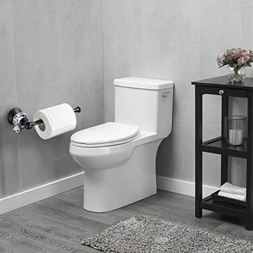 BATHSIR Crystal Toilet Paper Holder Black Toilet Roll Holder Modern Bathroom Accessories Zinc Alloy Tissue Hanger Wall Mounted | Polished Black Finish thumbnail 2