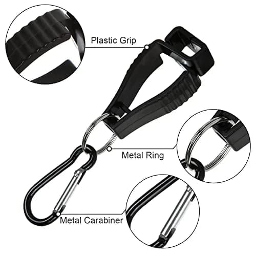 FVIEXE 20PCS Glove Clips with Metal Carabiner & Plastic Grip | Black & Orange thumbnail 3