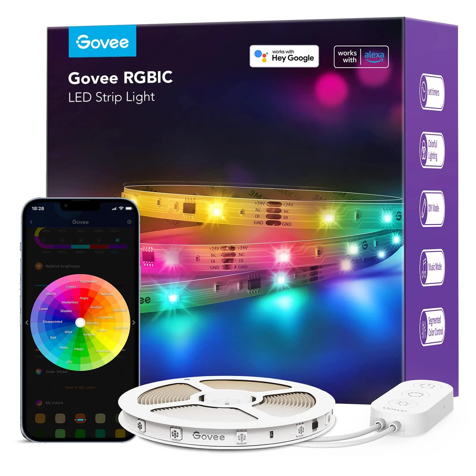 Govee RGBIC LED Strip Lights 10m (32.8ft) | Voice Control for Bedroom, Living Room, Kitchen - main product image