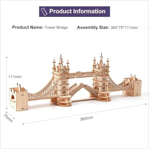 Rolife 3D Wooden Puzzles London Tower Bridge Kit | Beginner DIY Model for Adults & Kids thumbnail 8